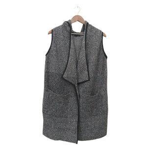 Anthropologie Greylin Vest Womens M/L Gray Wool Hooded Button Knitted Casual